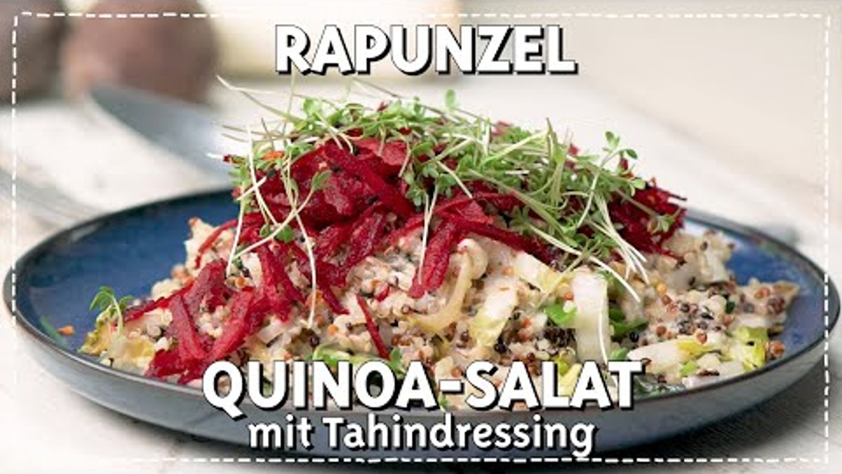 Warmer Quinoa-Salat mit Sprossen & Tahindressing